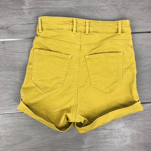🖤H&M shorts high waisted yellow/green size4 - Picture 2 of 7